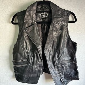 Black faux leather vest